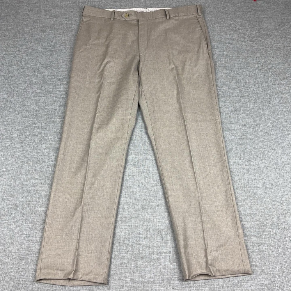 Samuelsohn B62 Dress Pants Mens 40x30 Taupe Super 130s Wool Italy Canada